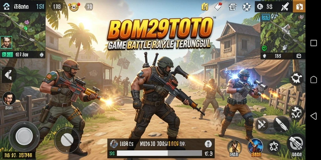 Tampilan seru gameplay BOM29TOTO dalam pertempuran Battle Royale.