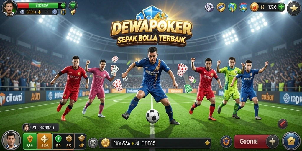 Tampilan gameplay seru dari DEWAPOKER saat pertandingan sepak bola.