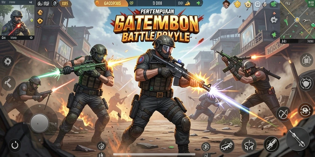 Screenshot GACOR305 menampilkan aksi mendebarkan di arena Battle Royale.