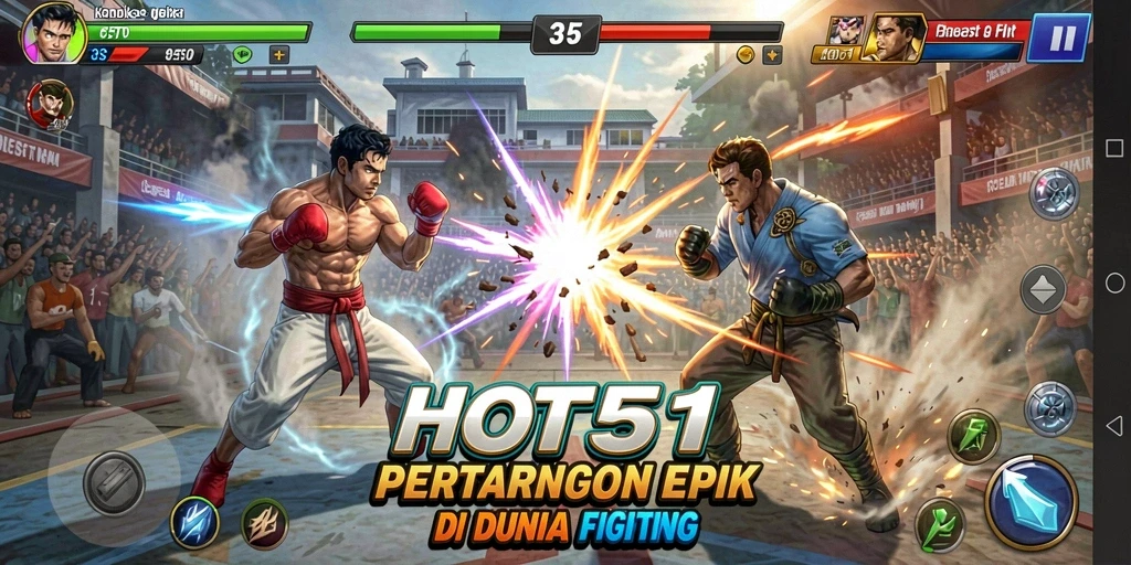 Tampilan gameplay HOT51 menampilkan aksi pertarungan yang mendebarkan.