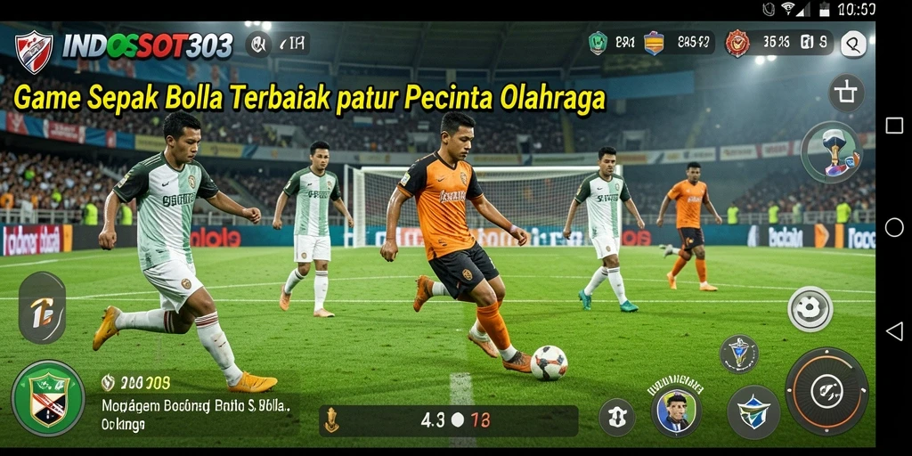 Screenshot INDOSLOT303 menunjukkan pertandingan sepak bola seru dan interaktif.