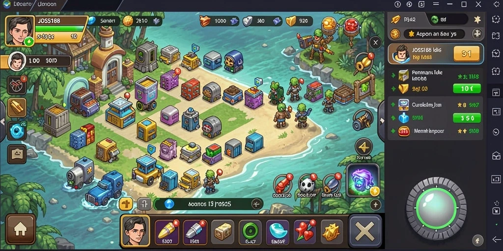 Tampilan gameplay JOSS188 dengan karakter Idle yang menarik.