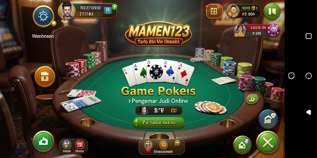 Tampilan gameplay seru di MAMEN123 dengan meja poker yang menarik.
