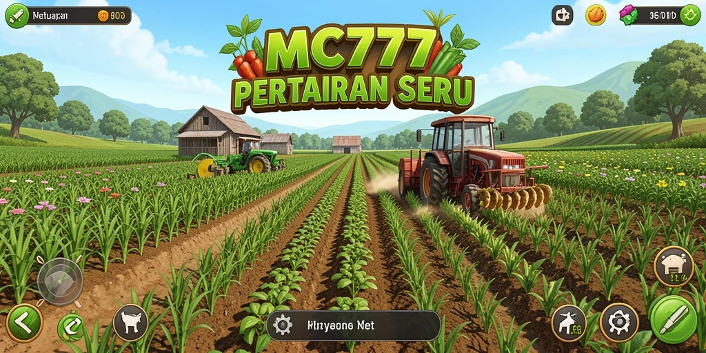Tampilan gameplay MC777 yang menarik dengan aktivitas bertani.