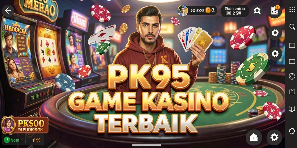 Screenshot gameplay PK95 menampilkan suasana kasino yang mendebarkan.