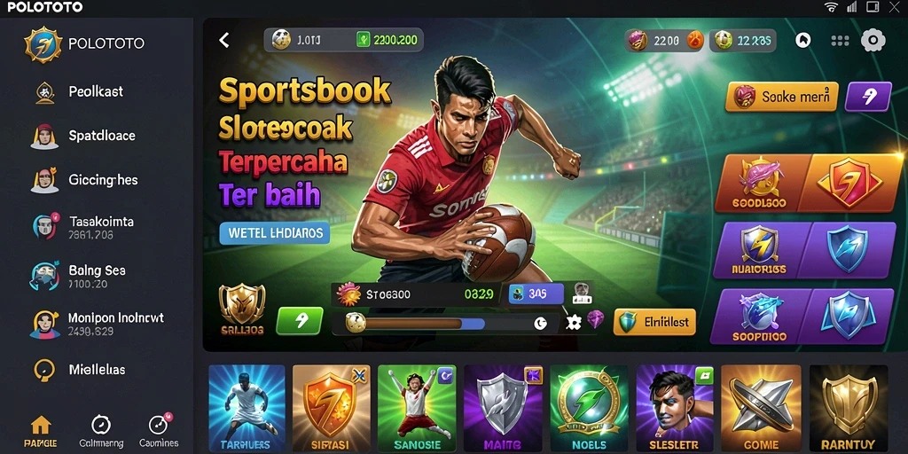 Screenshot utama dari gameplay <strong>POLOTOTO</strong> yang menunjukkan fitur taruhan olahraga.