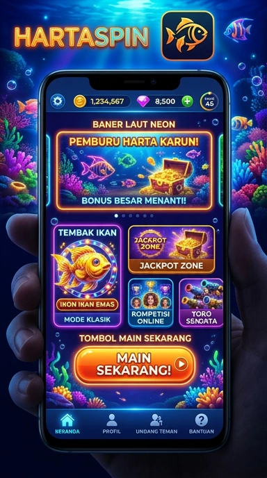 Tampilan beranda aplikasi hartaspin yang menarik.